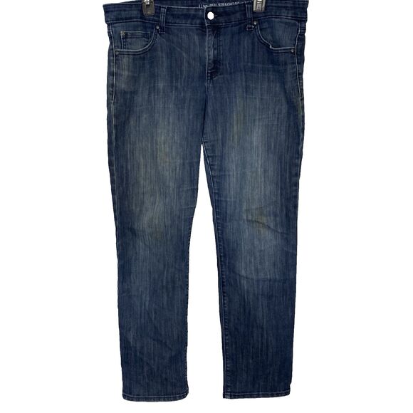 GAP Jeans Real Straight Fit Classic Denim Mid Rise Dark Denim Womens 16 33 Blue - Picture 1 of 9